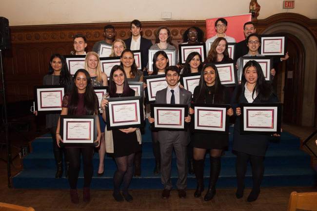 UC Merit Award recipients with awards in hands