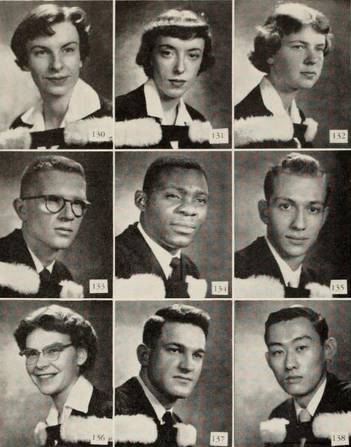 Yearbook photos of nine graduating students