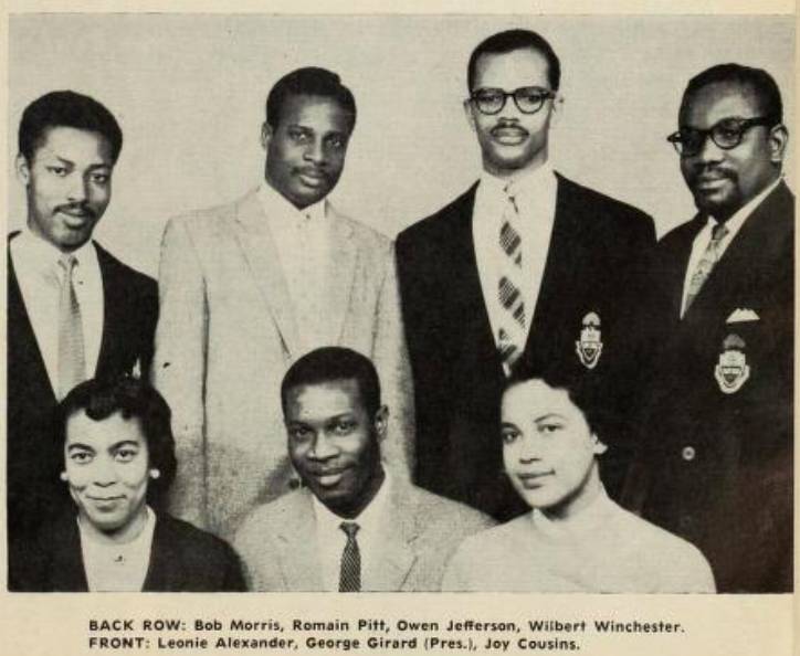 eight members of the West Indian Students' Assocation (five men and two women)