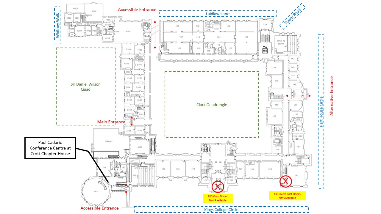 Paul Cadario Conference Centre Map showing Accessible Entrance