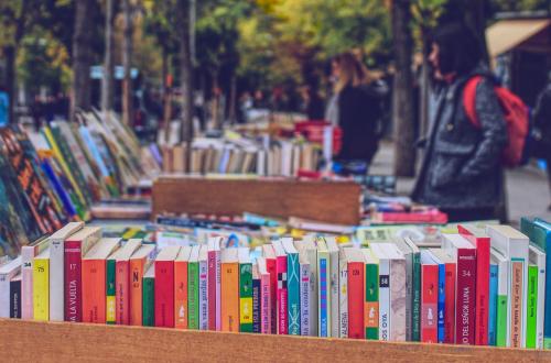 Photo of an outdoor library.