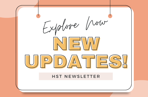 white banner with orange background stating " explore now: new updates!"