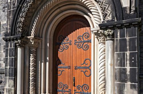 UC's Ornate Stone & Wooden Enterance Doors