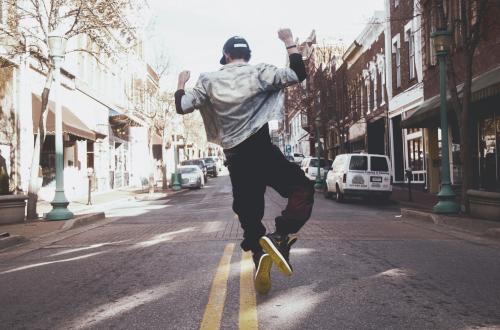 Male Jumping on the Street