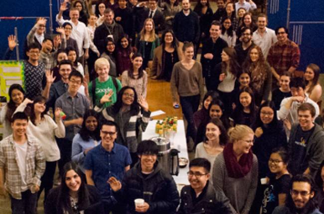 Large group of CSSU members viewed from above