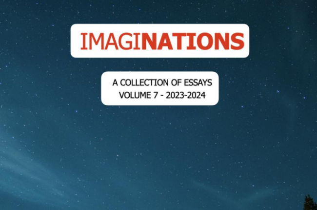 Title page of essay book, Imaginations. This essay book is related to the Canadian Studies award in Feb 5th. 