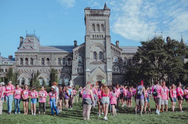 First-year students gathered outside University College