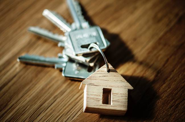 keys on a keychain on a desk