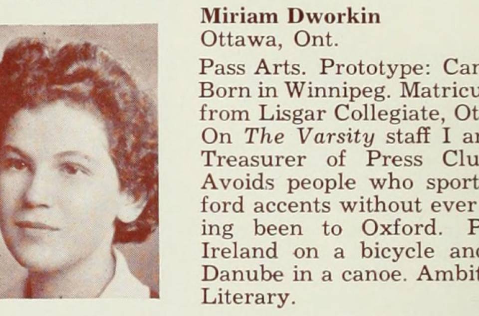 Yearbook photo and caption for Miriam Dworkin