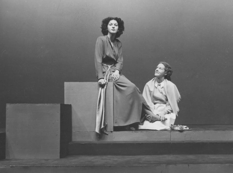 Two women on stage