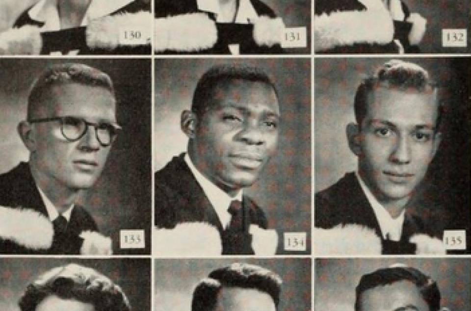 Yearbook photos of nine graduating students