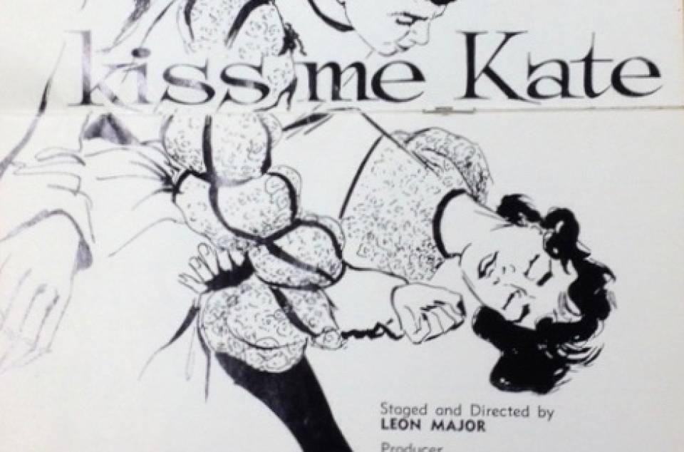 Front cover of theatre programme for "Kiss Me Kate"