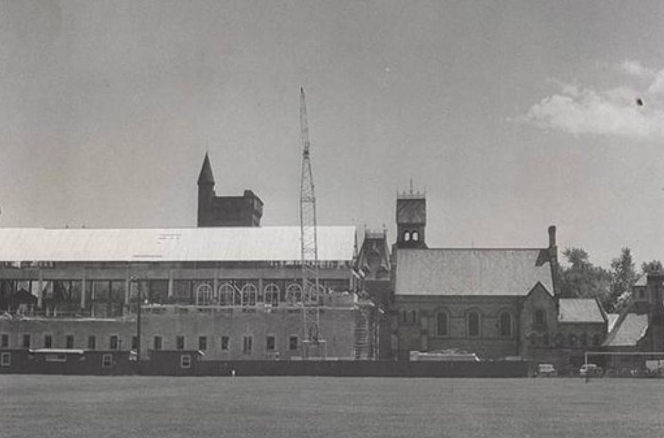 Laidlaw wing partially built, and back campus