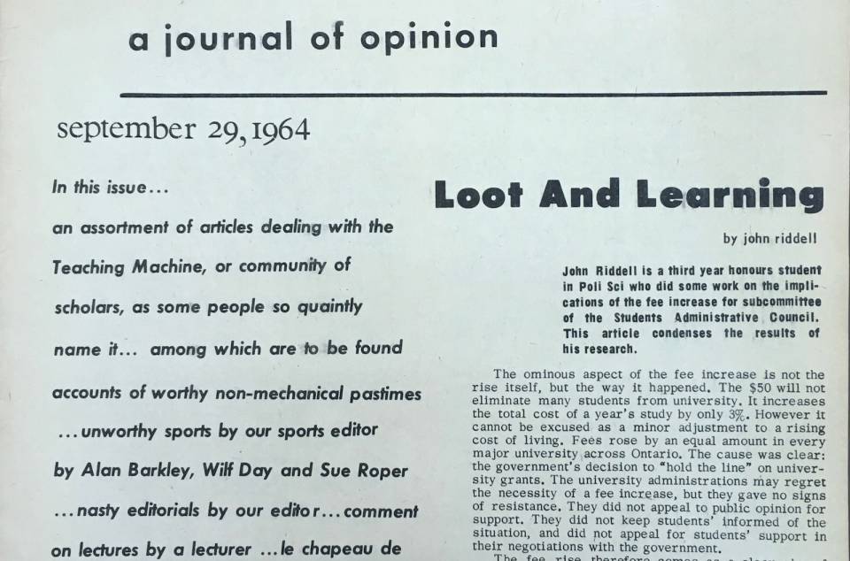 Front page of "The Gargoyle Magazine, a journal of opinion, September 29, 1964"