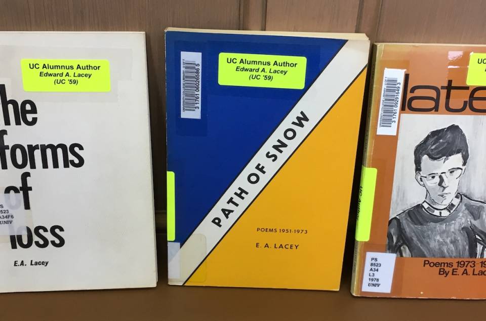 three books by Edward A. Lacey: The Forms of Loss, Path of Snow, and Later