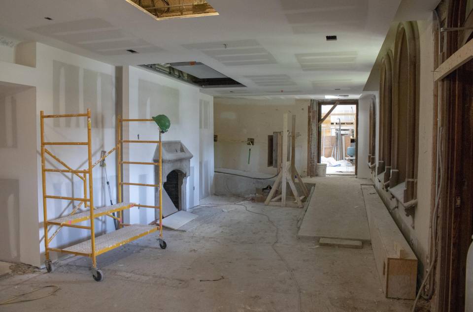 Foyer under construction with new accessible ramp in view