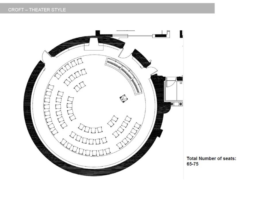 Floorplan arrangement of Paul Cadario Conference Centre in theatre style