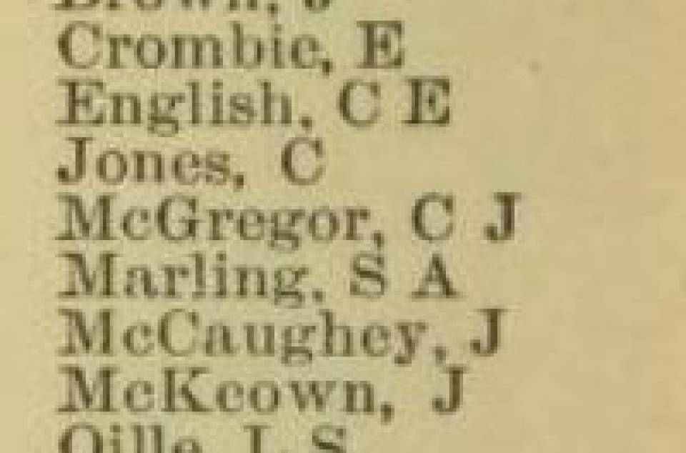 Fifteen names under the heading "Arts - 1854" and one name under the heading "Law - 1854"