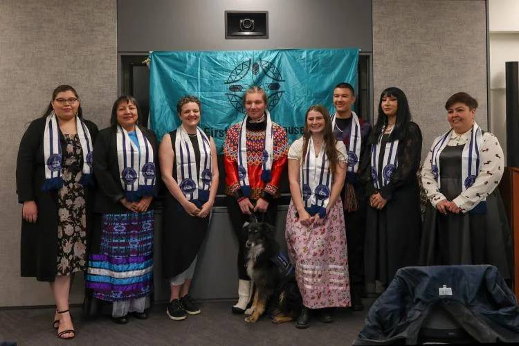 Eight students pose for Indigenous Grad 2023