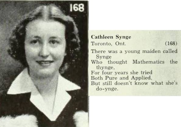 yearbook photo and limerick for Cathleen Synge