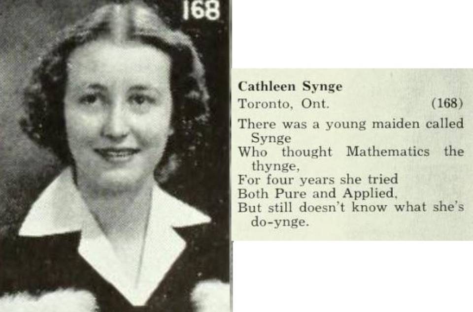 yearbook photo and limerick for Cathleen Synge