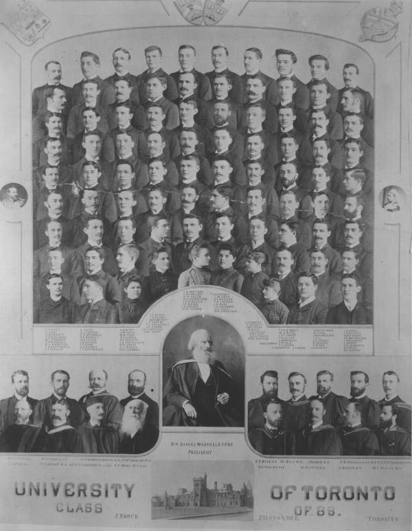 Montage of photos of 86 students and 18 professors