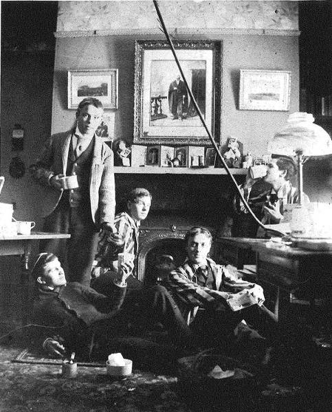 William Lyon Mackenzie King with four other young men in residence room