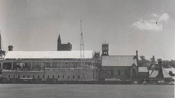 Laidlaw wing partially built, and back campus