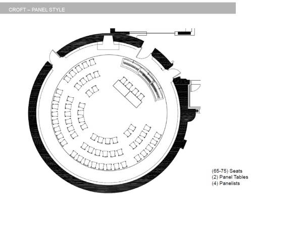 Floorplan arrangement of Paul Cadario Conference Centre in panel style