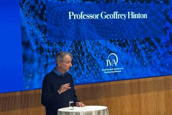 Geoffrey Hinton speaking at a panel discussion at the Royal Swedish Academy of Engineering Sciences
