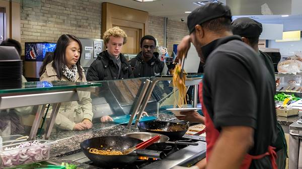 Grill station at howard ferguson dining hall