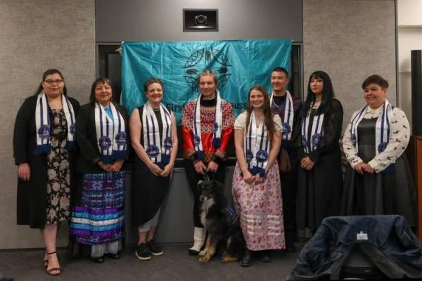 Eight students pose for Indigenous Grad 2023