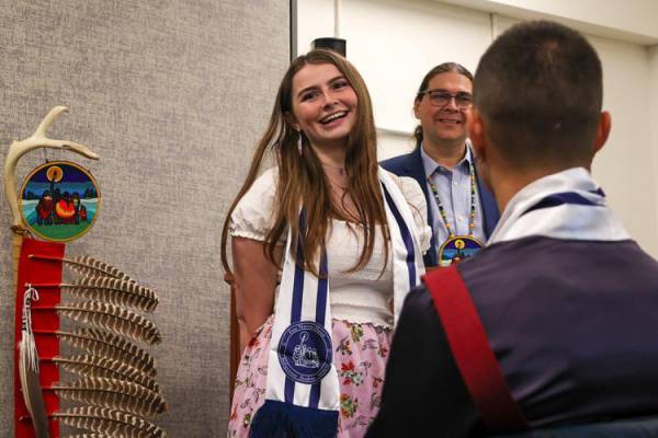 Alicia Corbiere smiling at Indigenous Graduation